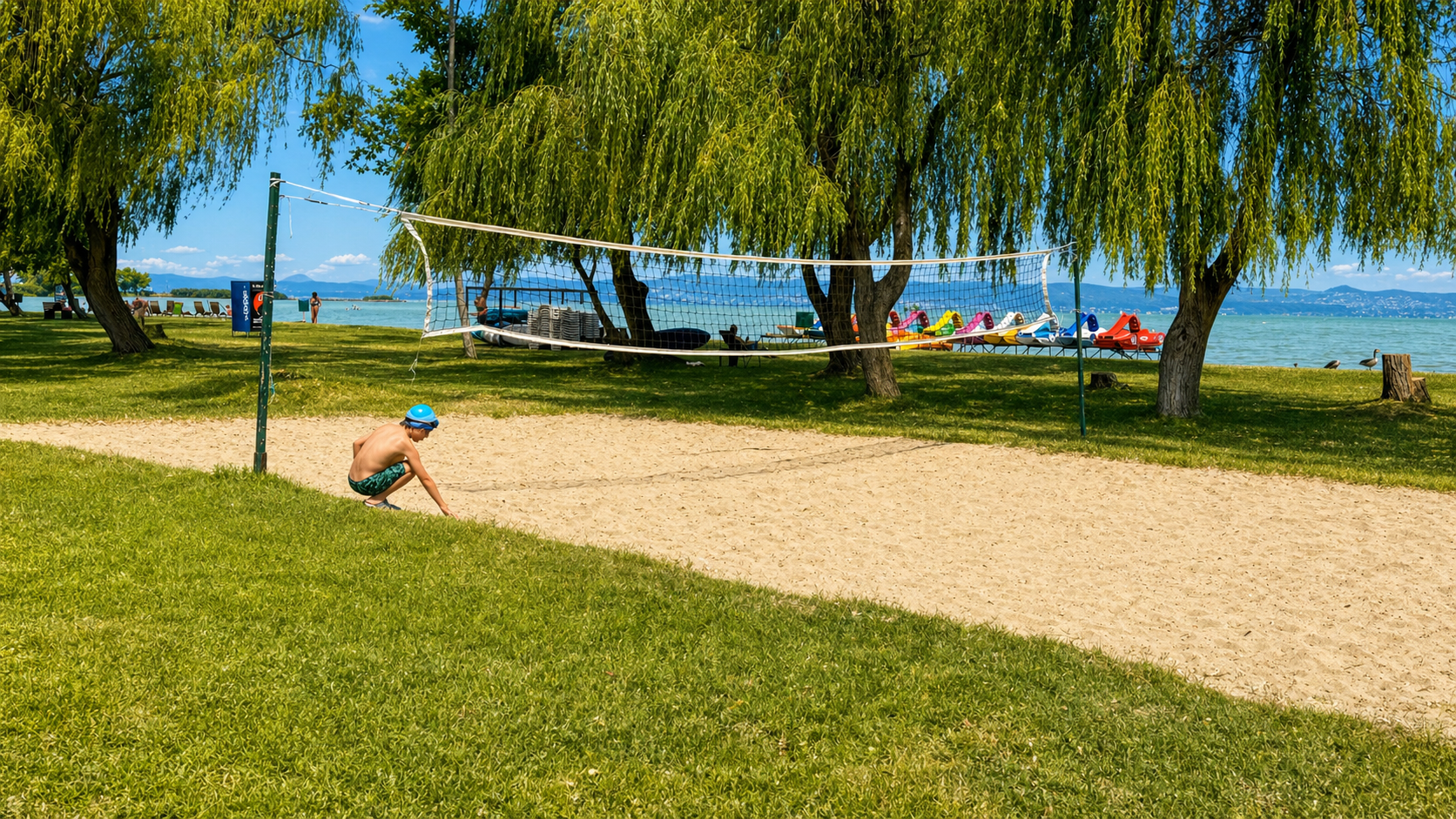Sandy beach and lake shore